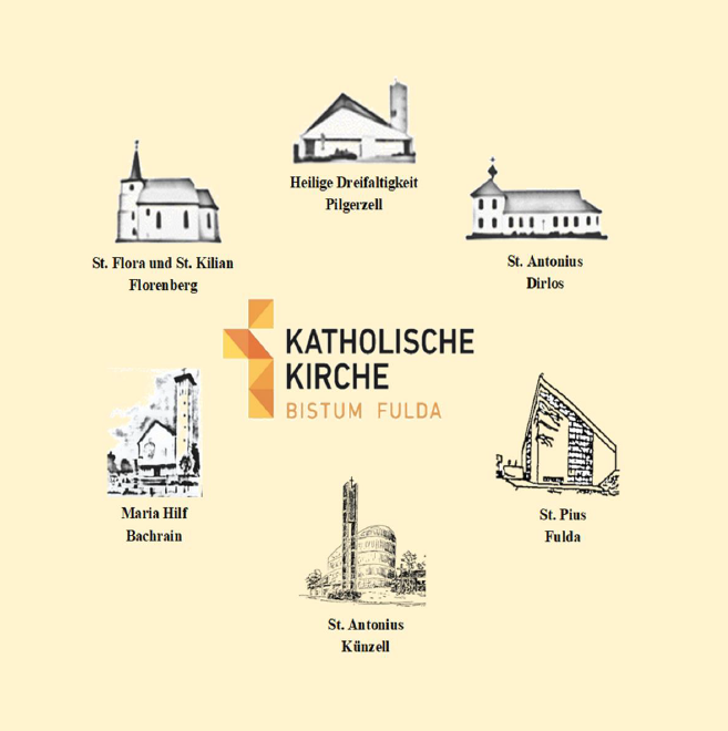 Logo mit allen Kirchen der Pfarrei