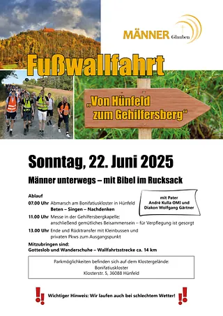 Männerwahlfahrt zum Gehilfersberg 22.06.2025open St. Antonius Künzell 15.06.2025